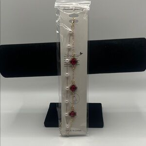 Fashion‎ Jewelry Gold and Red Gem Bracelet